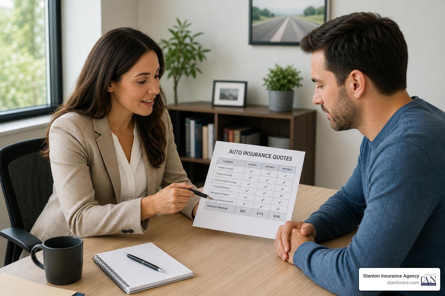 driver reviewing auto insurance quotes with licensed insurance professional driver reviewing auto insurance quotes with licensed insurance professional