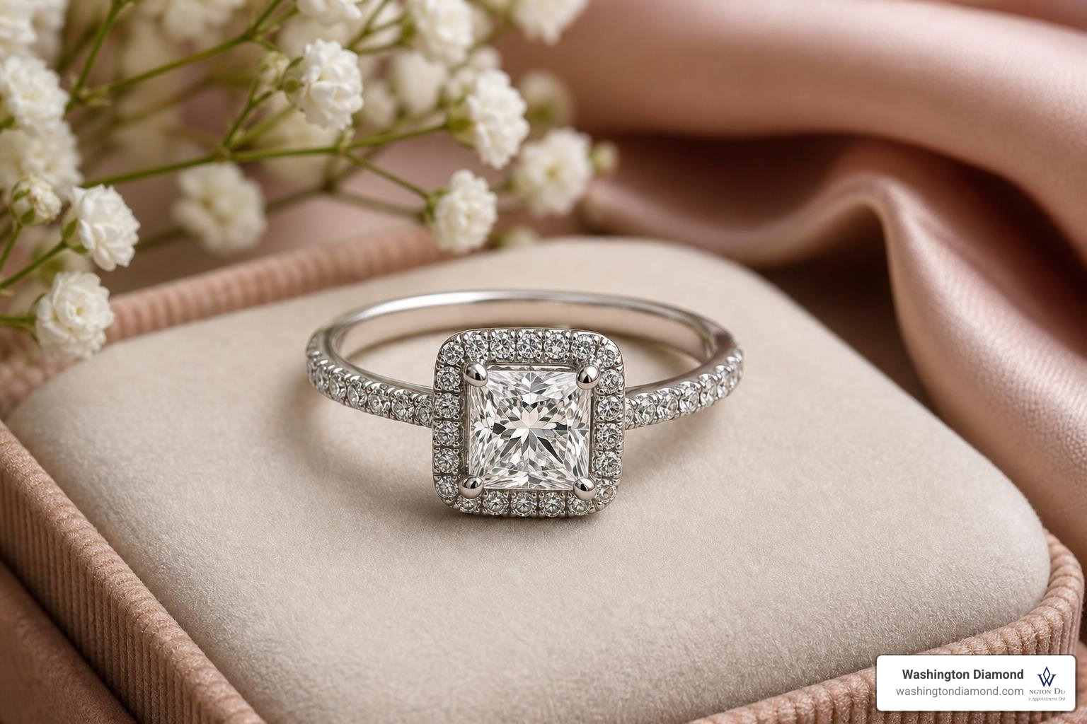 princess cut halo engagement ring shown on different finger sizes princess cut halo engagement ring shown on different finger sizes
