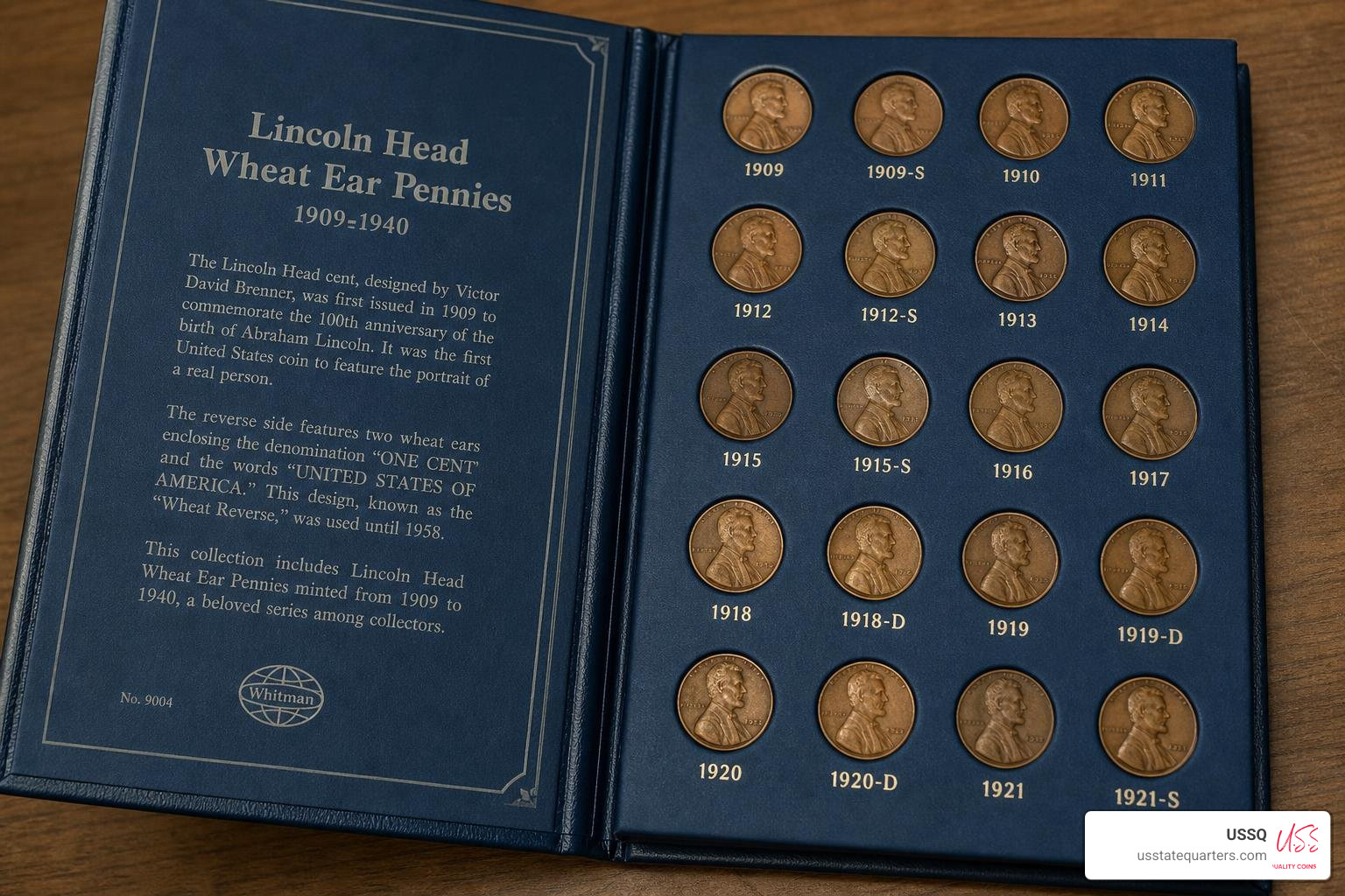 Whitman coin folder filled with wheat pennies Whitman coin folder filled with wheat pennies