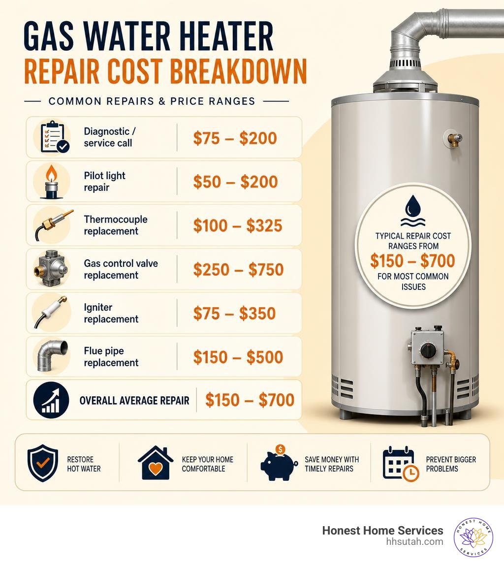 Gas water heater repair cost breakdown infographic showing common repairs and price ranges infographic Gas water heater repair cost breakdown infographic showing common repairs and price ranges infographic