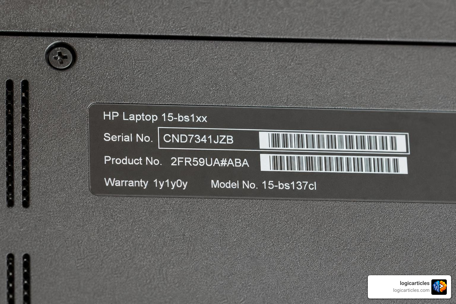 HP product label with serial number HP product label with serial number