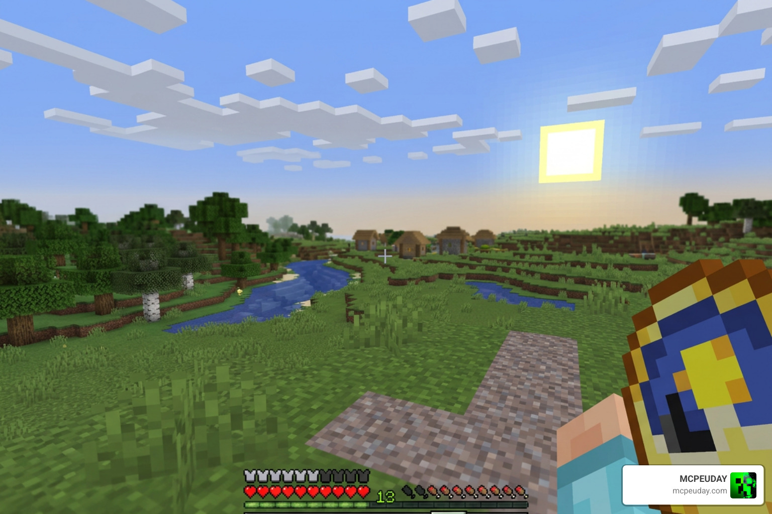 Clock item in Minecraft showing the shifting position of the sun and moon Clock item in Minecraft showing the shifting position of the sun and moon