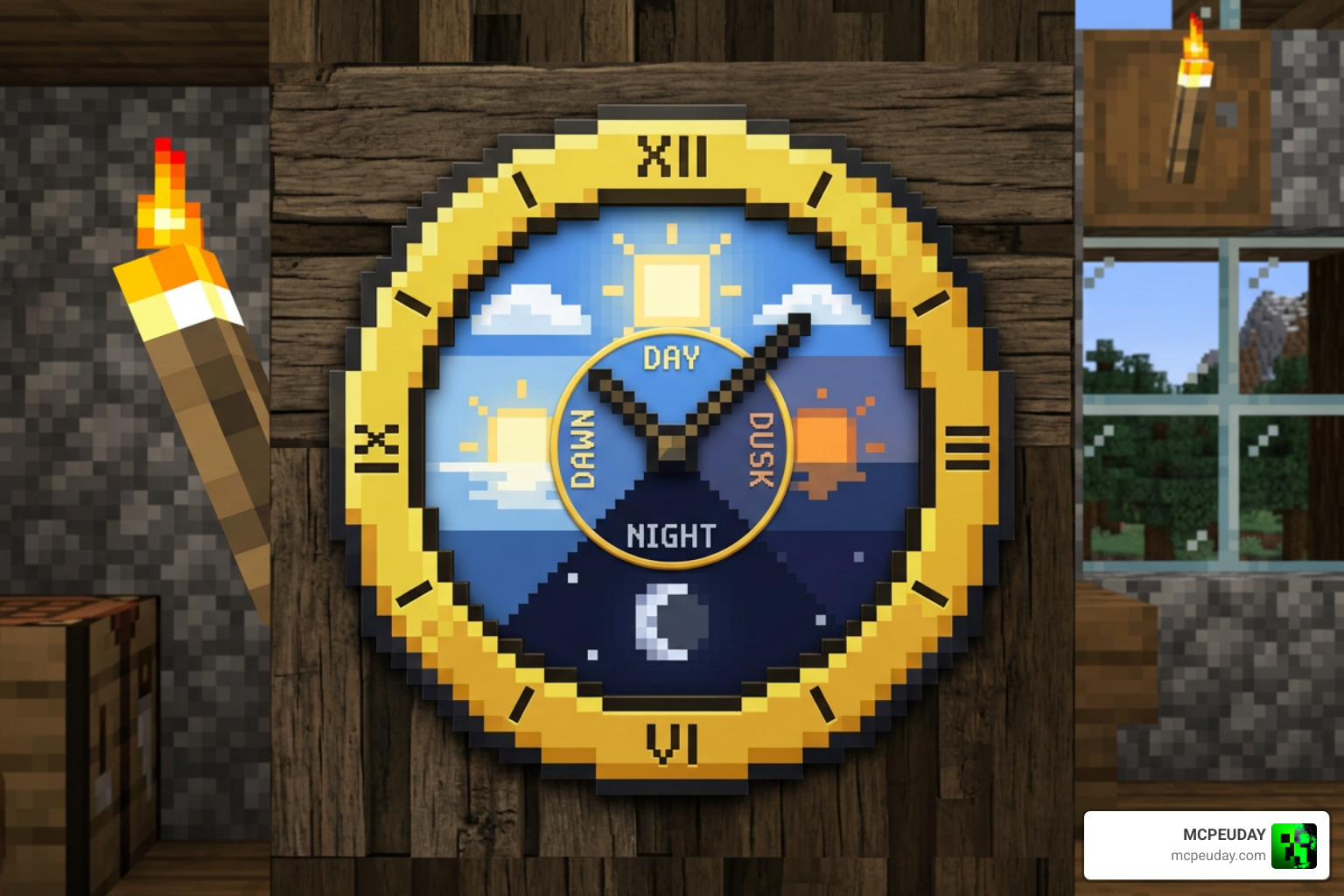 Minecraft clock item showing day night cycle rotation Minecraft clock item showing day night cycle rotation