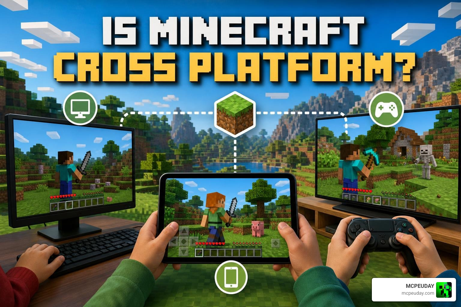 Bedrock and Java edition logos side-by-side Bedrock and Java edition logos side-by-side