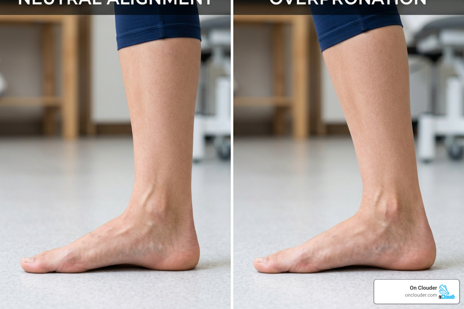 Anatomy of foot overpronation vs neutral alignment