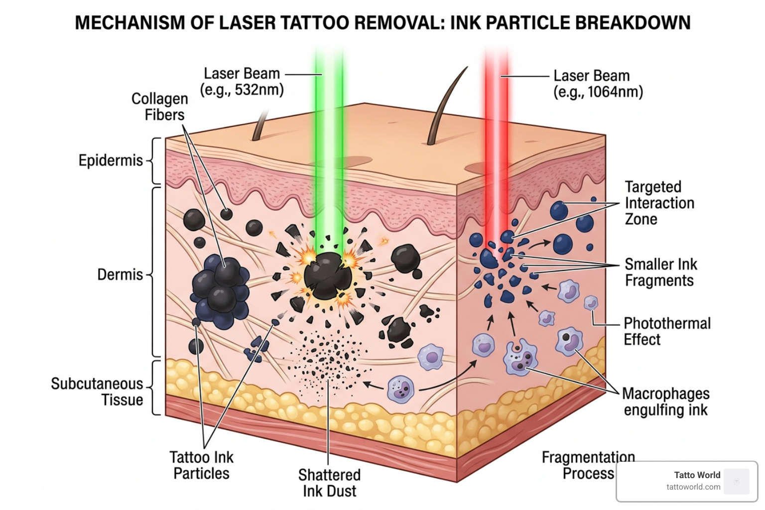 diagram showing ink particle breakdown under different laser wavelengths diagram showing ink particle breakdown under different laser wavelengths