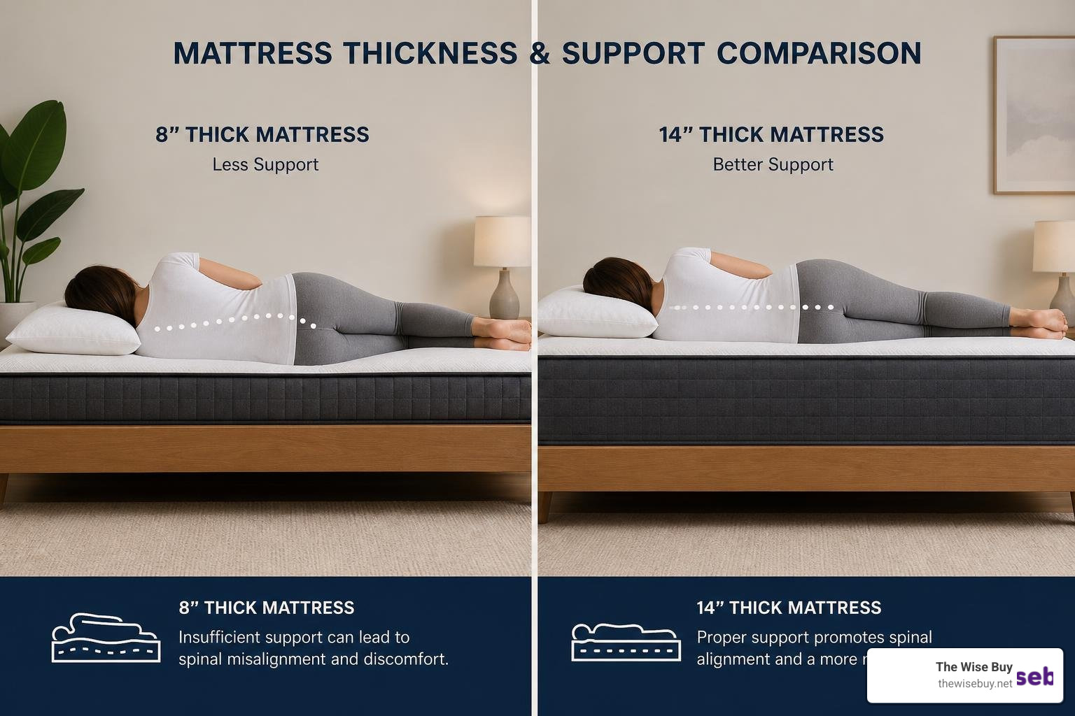 Mattress thickness comparison chart showing support levels Mattress thickness comparison chart showing support levels