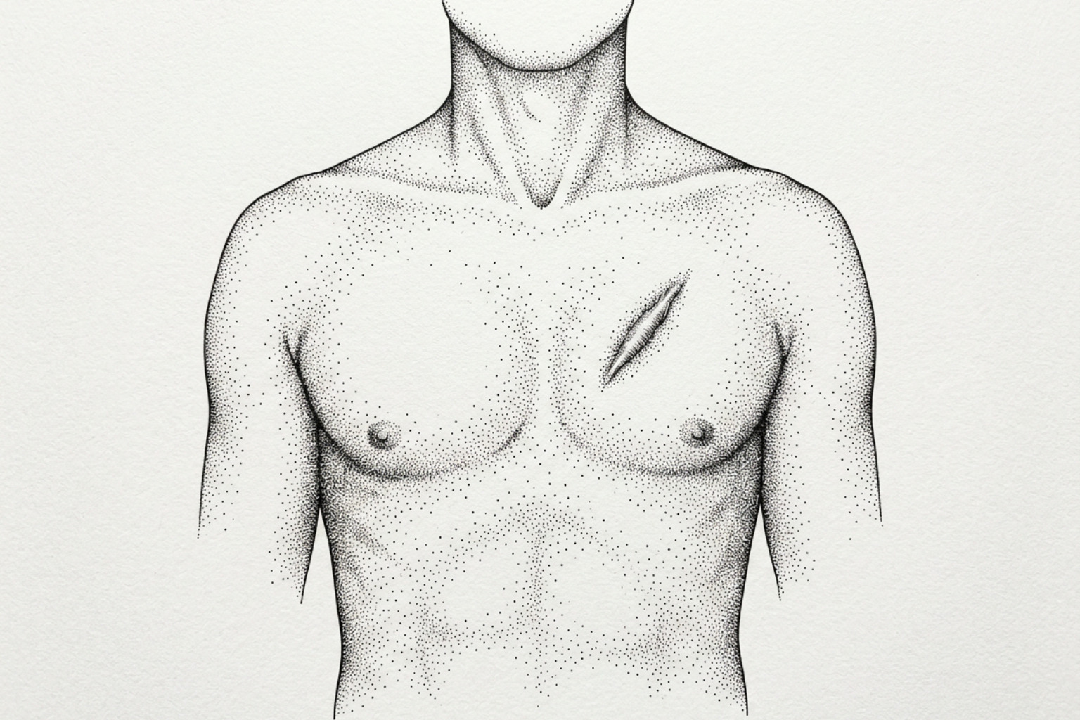 Diagram of body areas at highest risk for keloid scars, including the chest, shoulders, upper back and earlobes