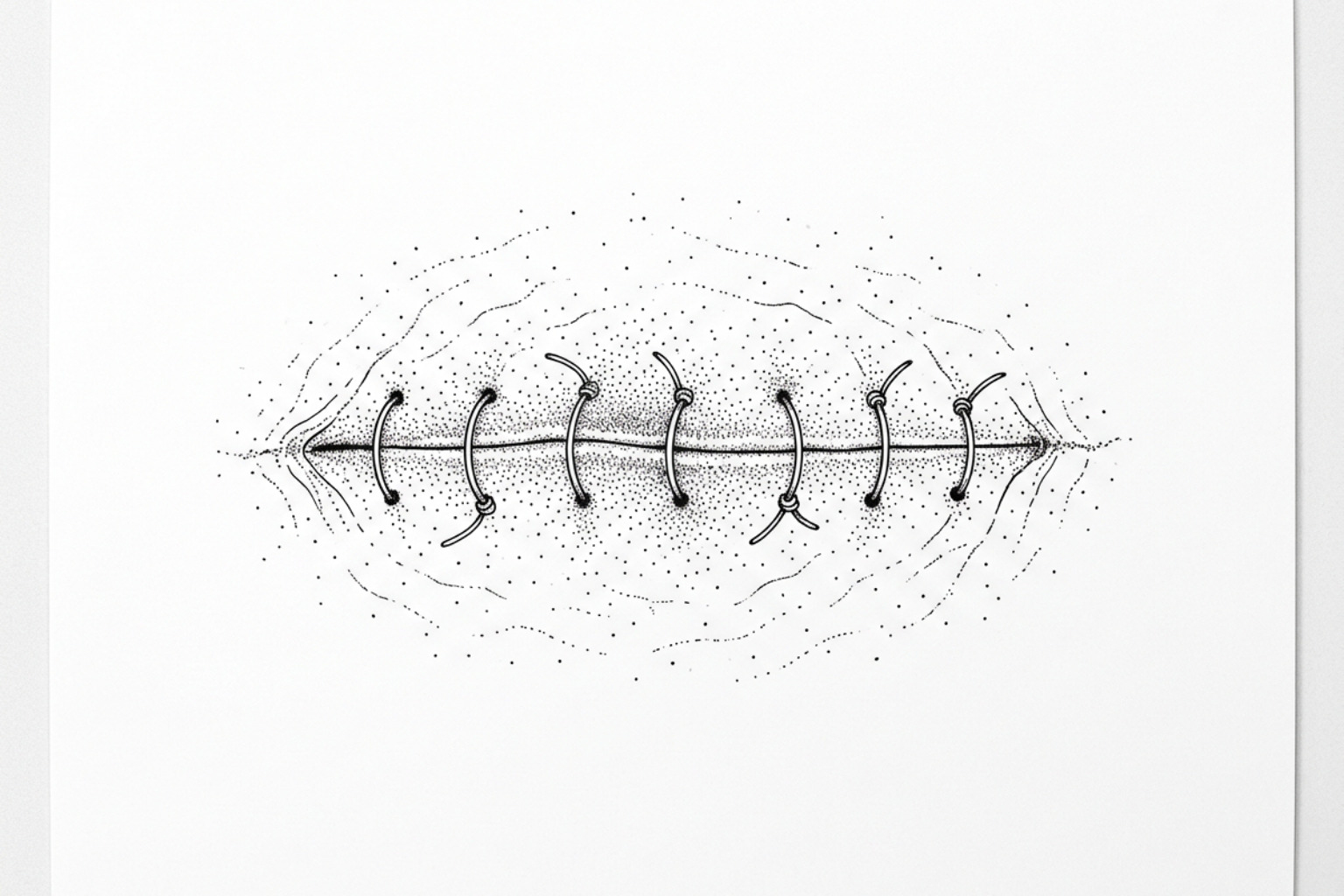 illustration of a surgical suture line on skin illustration of a surgical suture line on skin