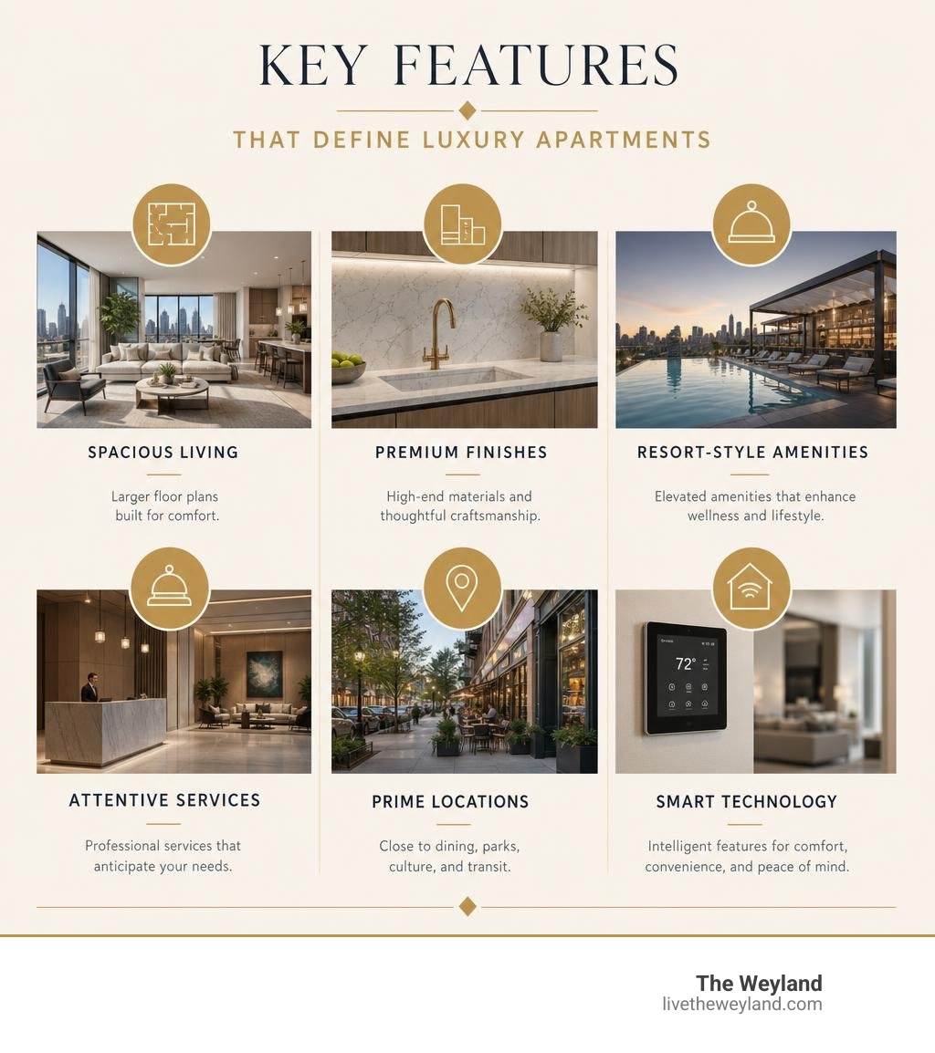 Key features that define luxury apartments infographic infographic