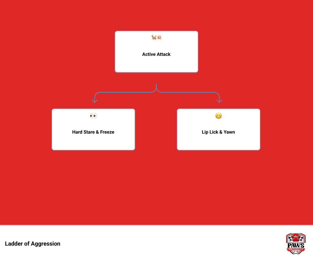 Infographic: Ladder of canine aggression from subtle stress signals to active attack infographic Infographic: Ladder of canine aggression from subtle stress signals to active attack infographic