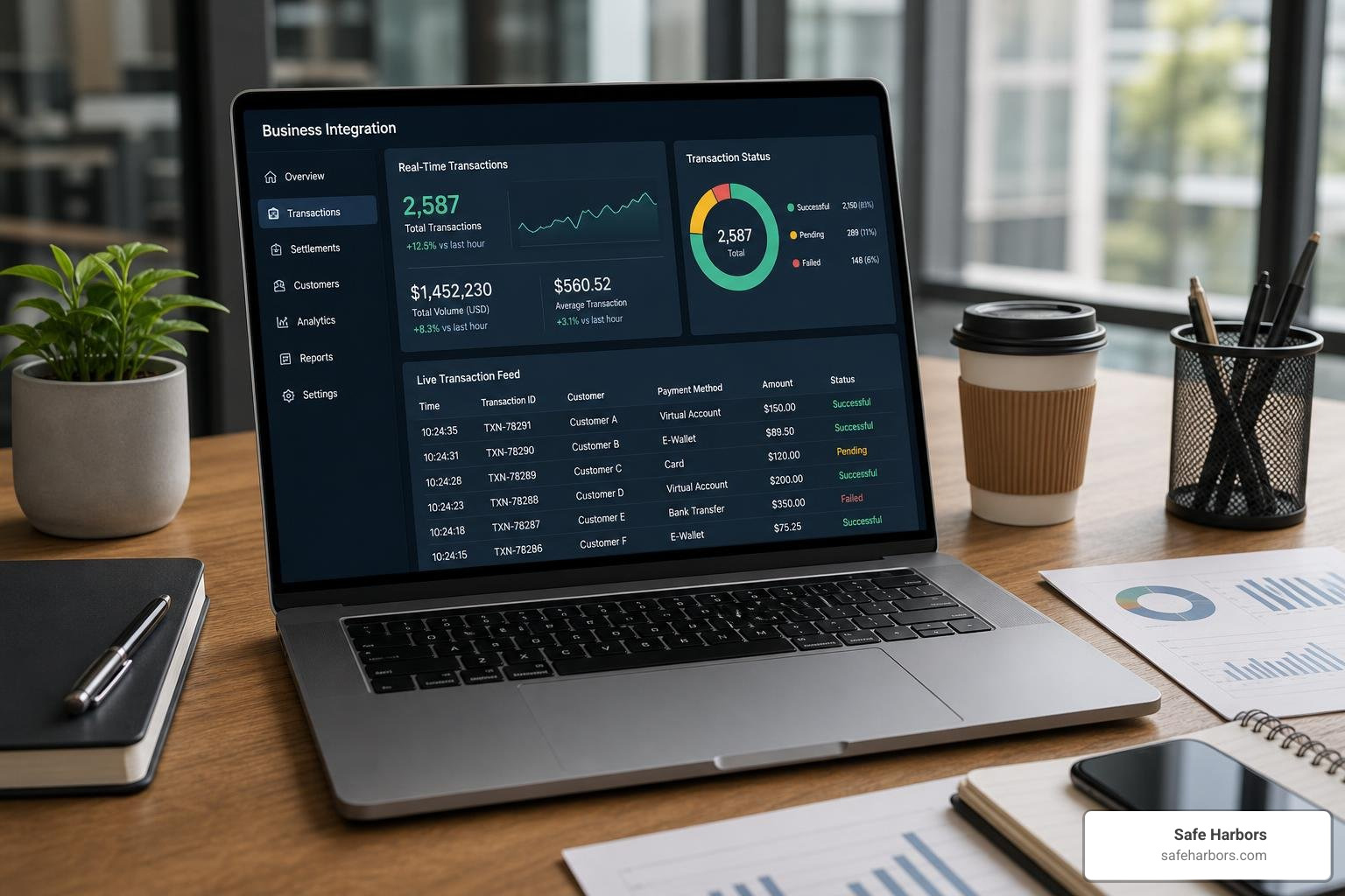 business integration dashboard showing real-time virtual transactions business integration dashboard showing real-time virtual transactions