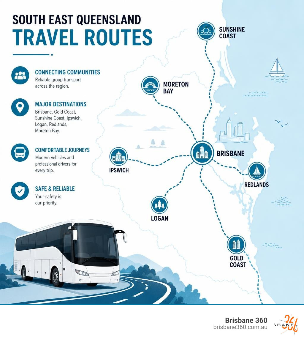 South East Queensland travel routes infographic infographic