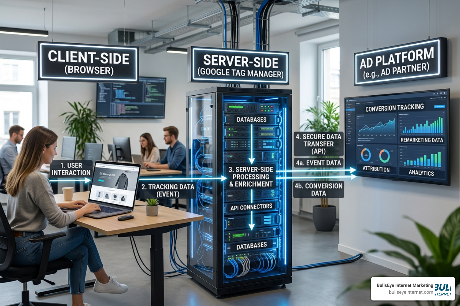 data flow diagram showing server-side tracking data flow diagram showing server-side tracking