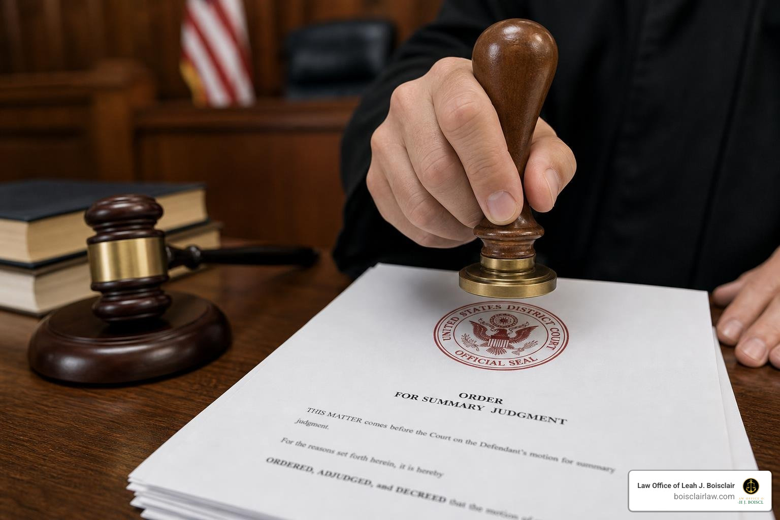 court documents being stamped