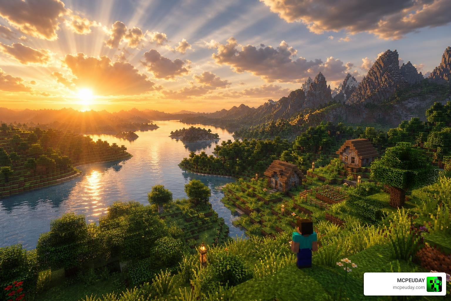 Astralex Overworld cinematic landscape showcasing vibrant colors and volumetric skies