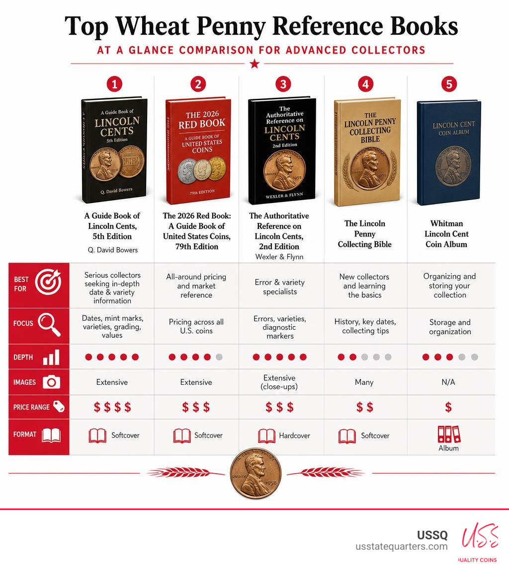 Sophisticated infographic comparing wheat penny reference books for advanced collectors infographic Sophisticated infographic comparing wheat penny reference books for advanced collectors infographic