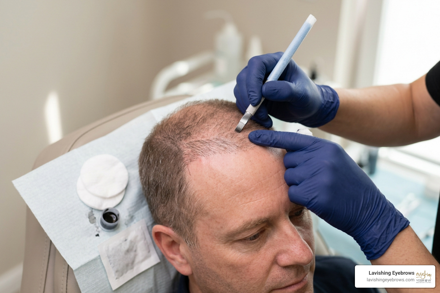 microblading manual tool creating fine strokes on scalp microblading manual tool creating fine strokes on scalp