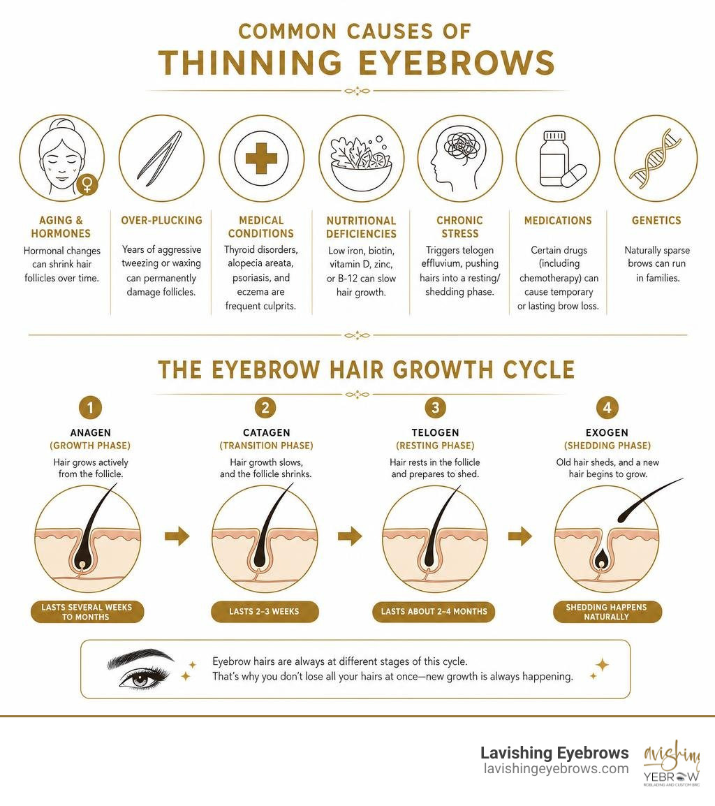 common causes of thinning eyebrows and the eyebrow hair growth cycle infographic infographic common causes of thinning eyebrows and the eyebrow hair growth cycle infographic infographic