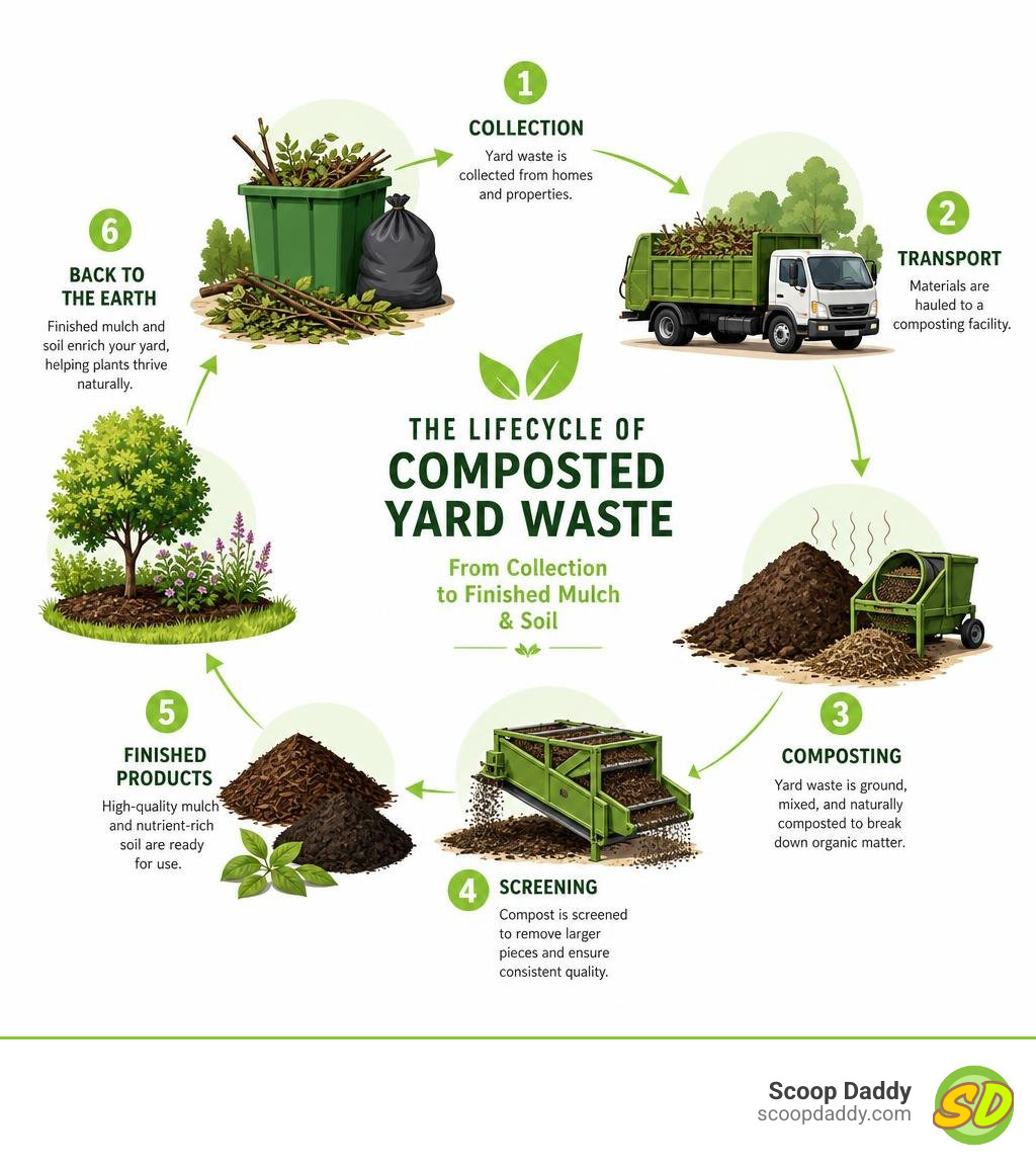 lifecycle of composted yard waste from collection to finished mulch and soil infographic lifecycle of composted yard waste from collection to finished mulch and soil infographic