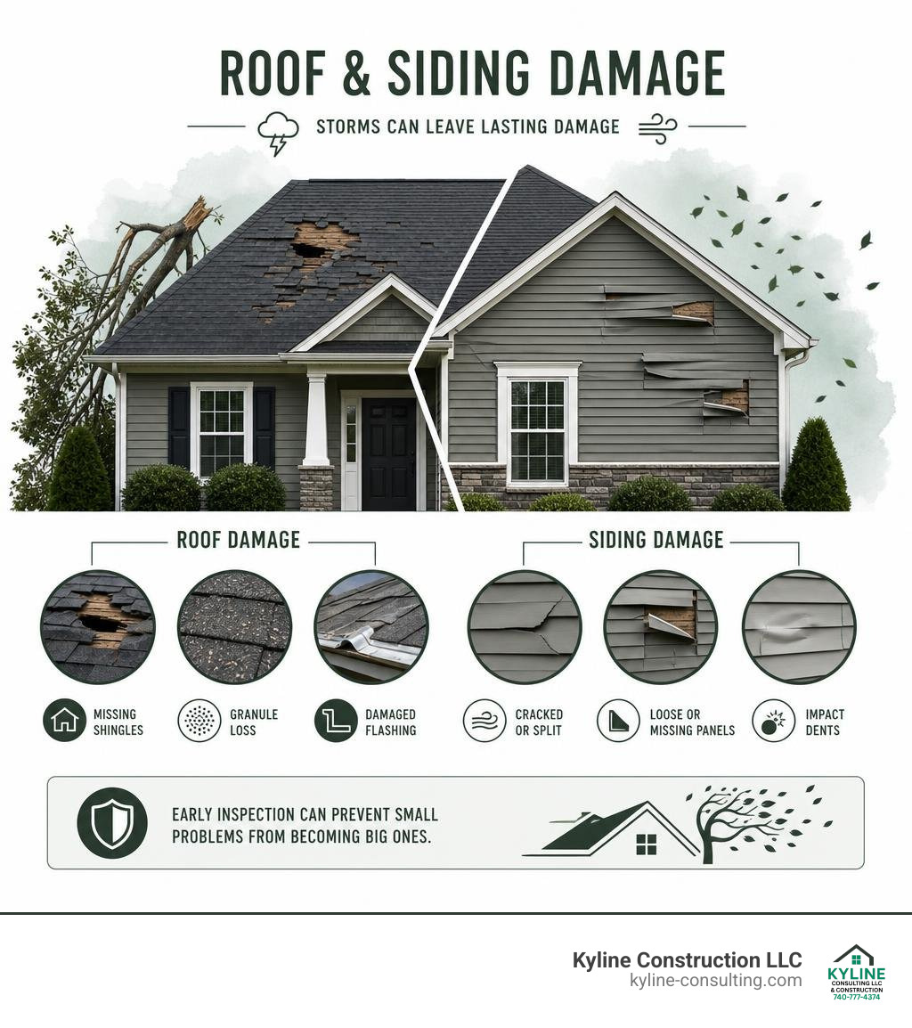 A professional contractor installing vinyl siding on a residential home in Central Ohio. The house should not have any