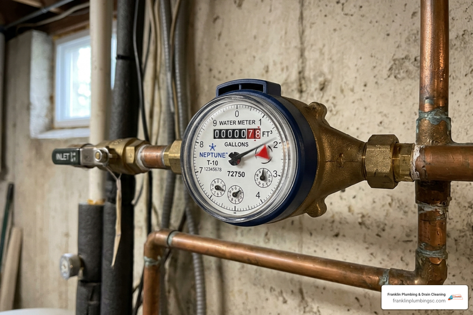 Water meter dial spinning and leak indicator