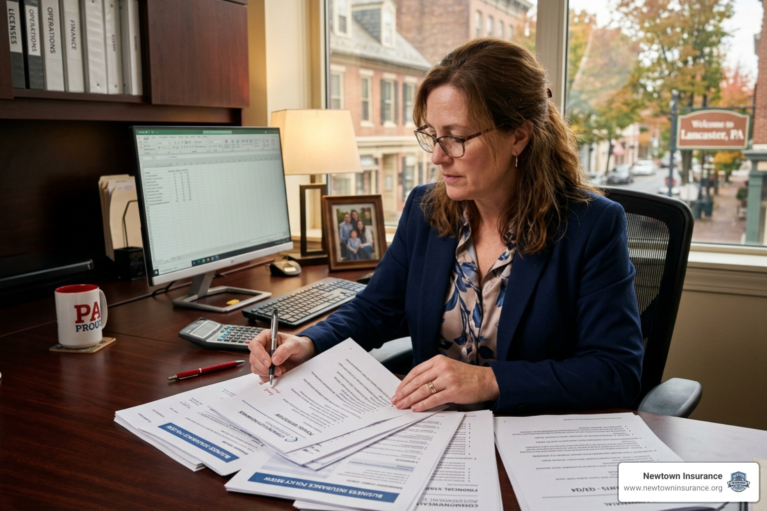 business owner reviewing financial documents for business insurance in Pennsylvania