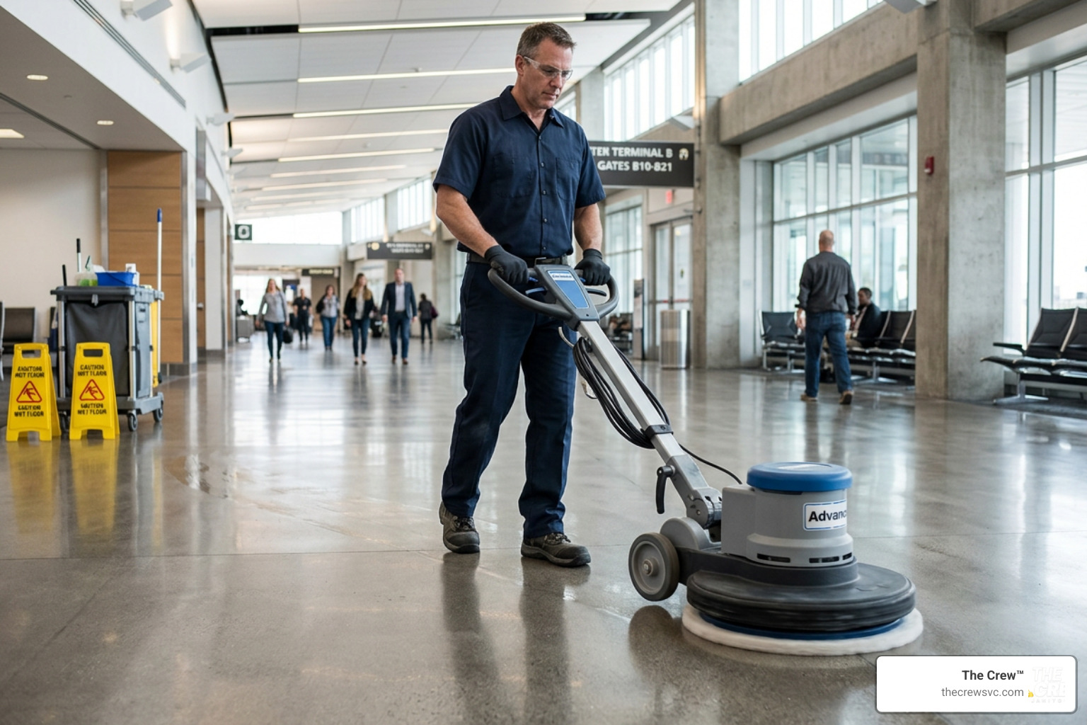 commercial floor buffing machine in action commercial floor buffing machine in action