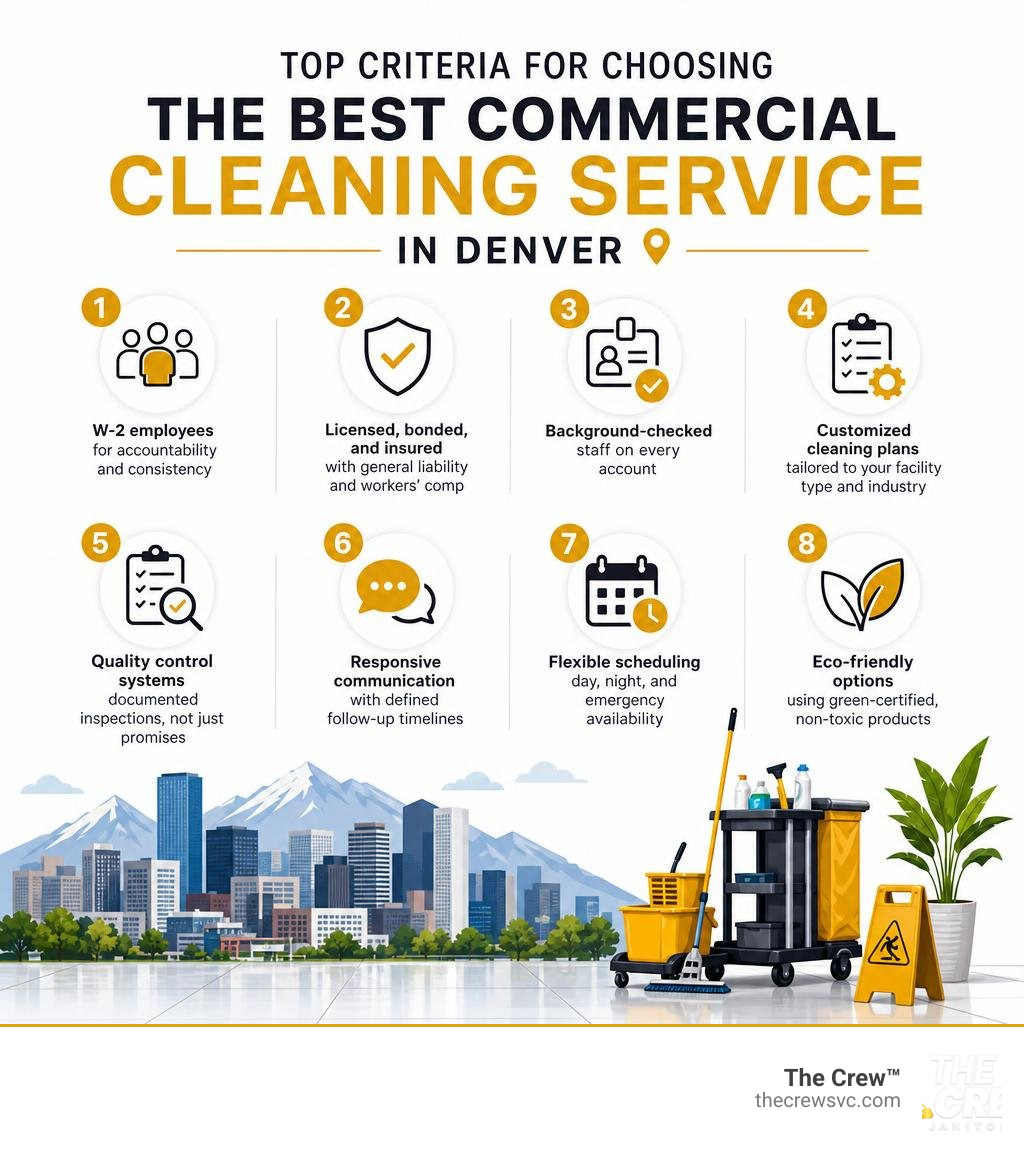 Infographic: top criteria for choosing the best commercial cleaning service in Denver infographic Infographic: top criteria for choosing the best commercial cleaning service in Denver infographic