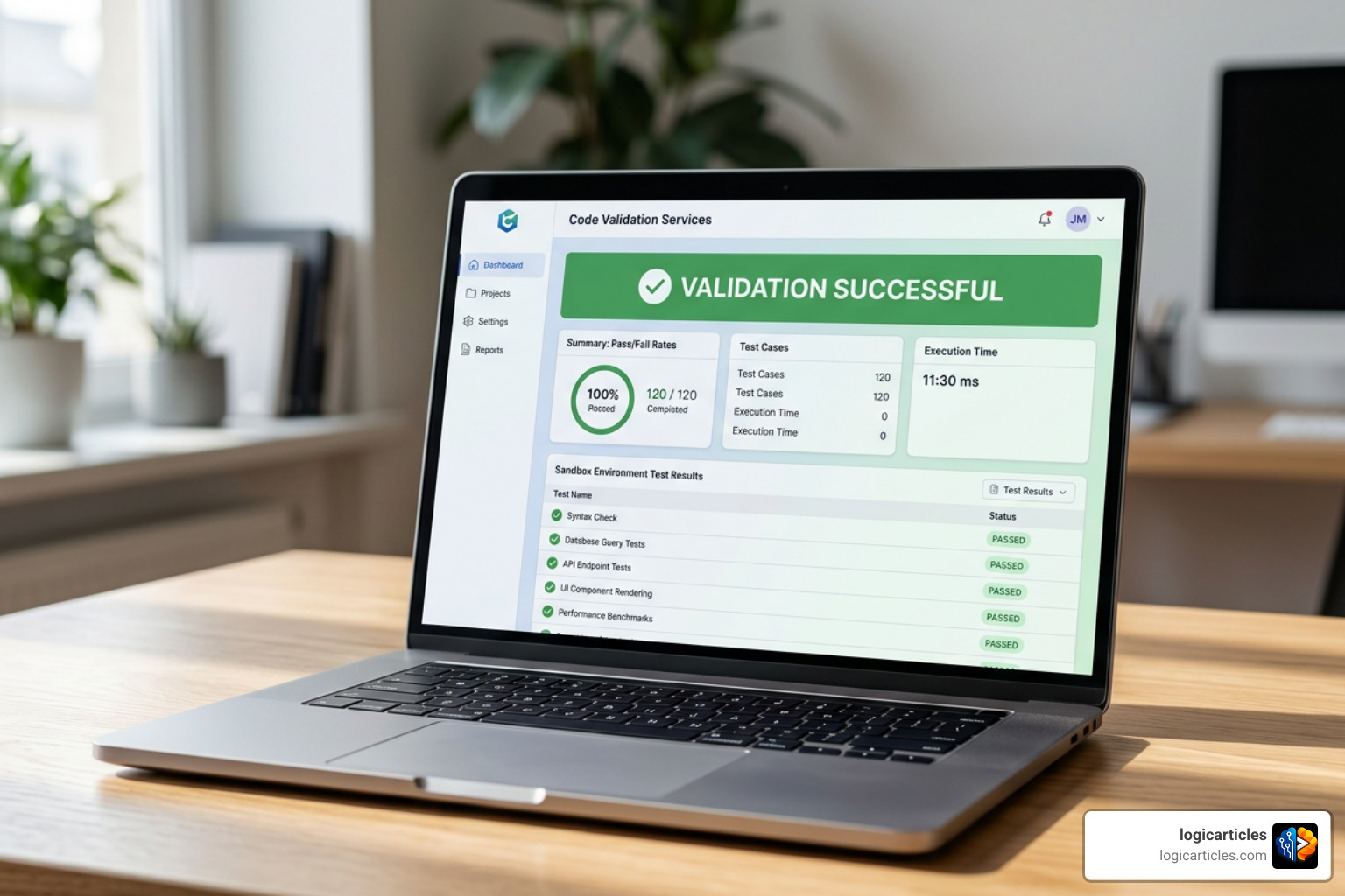code validation dashboard showing successful tests inside Zillexit sandbox