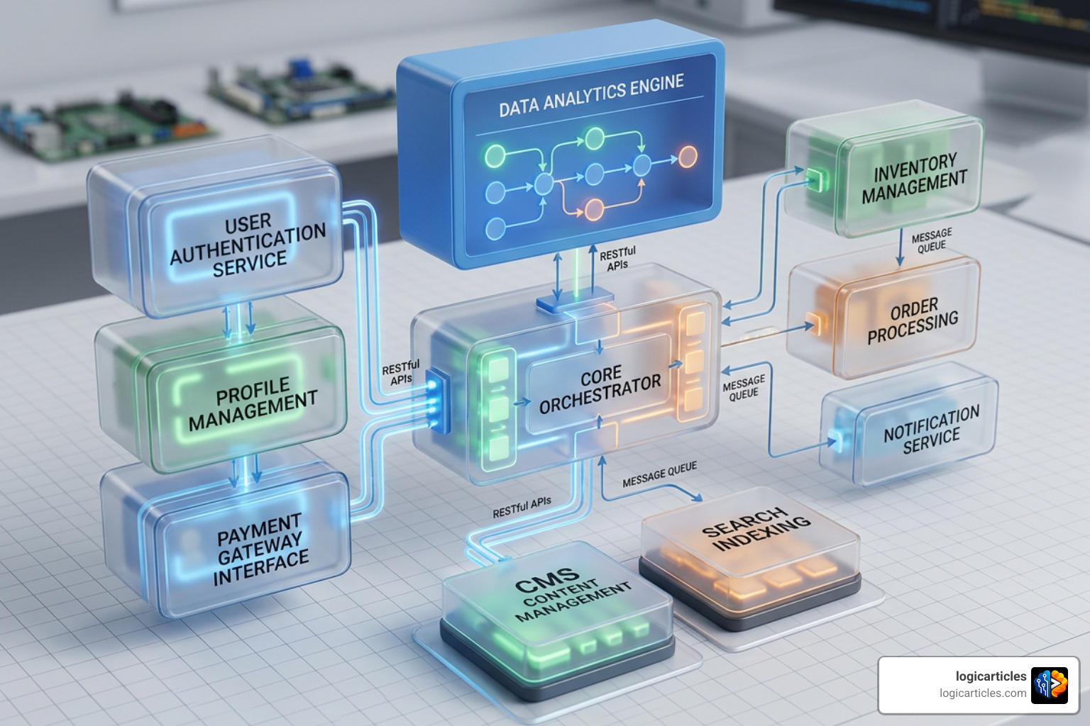 Modular software architecture diagram showing component isolation Modular software architecture diagram showing component isolation