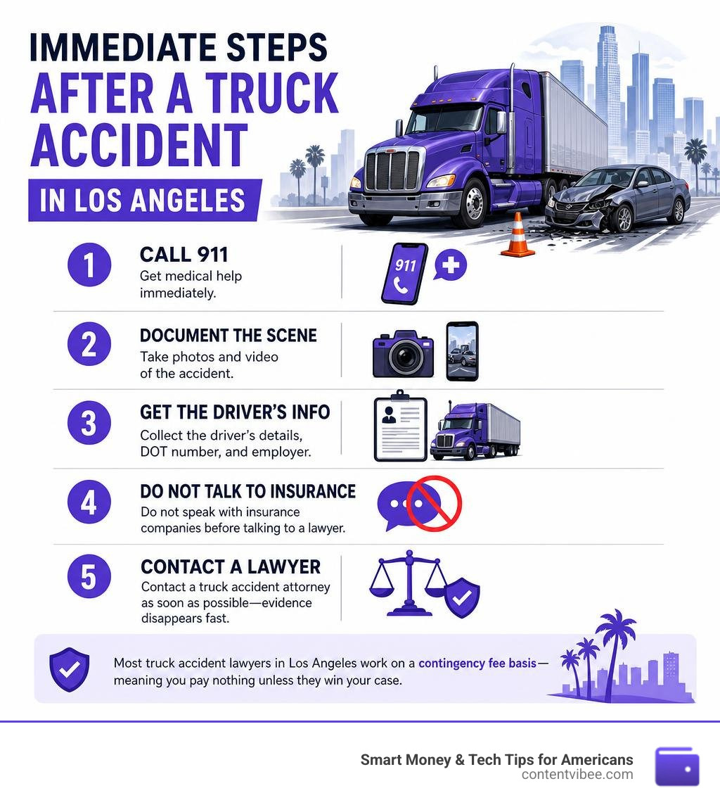 Immediate steps after a truck accident in Los Angeles infographic infographic