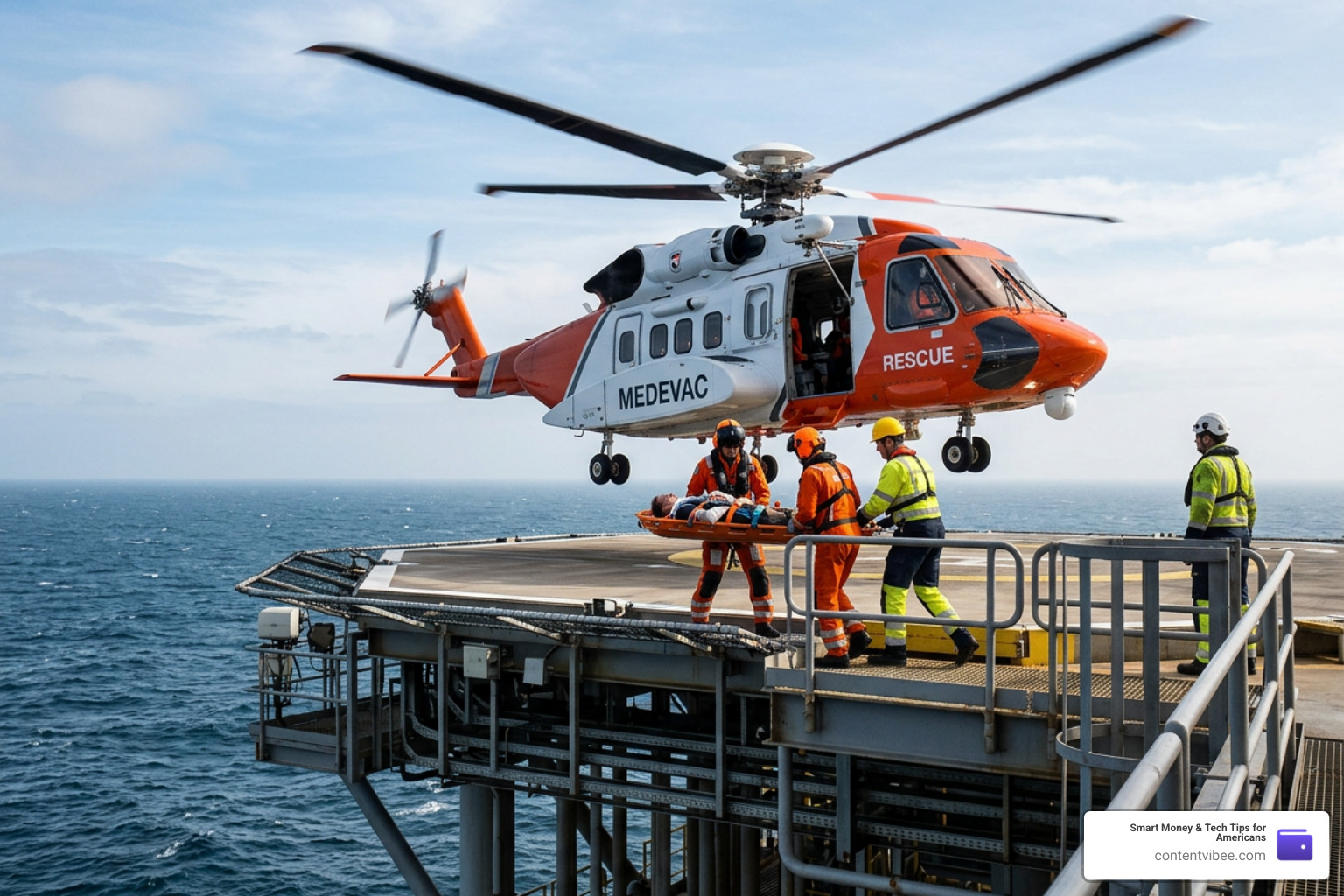medical evacuation helicopter from offshore platform