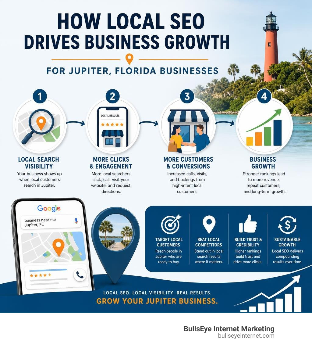 Infographic showing how local SEO drives business growth for Jupiter Florida businesses infographic