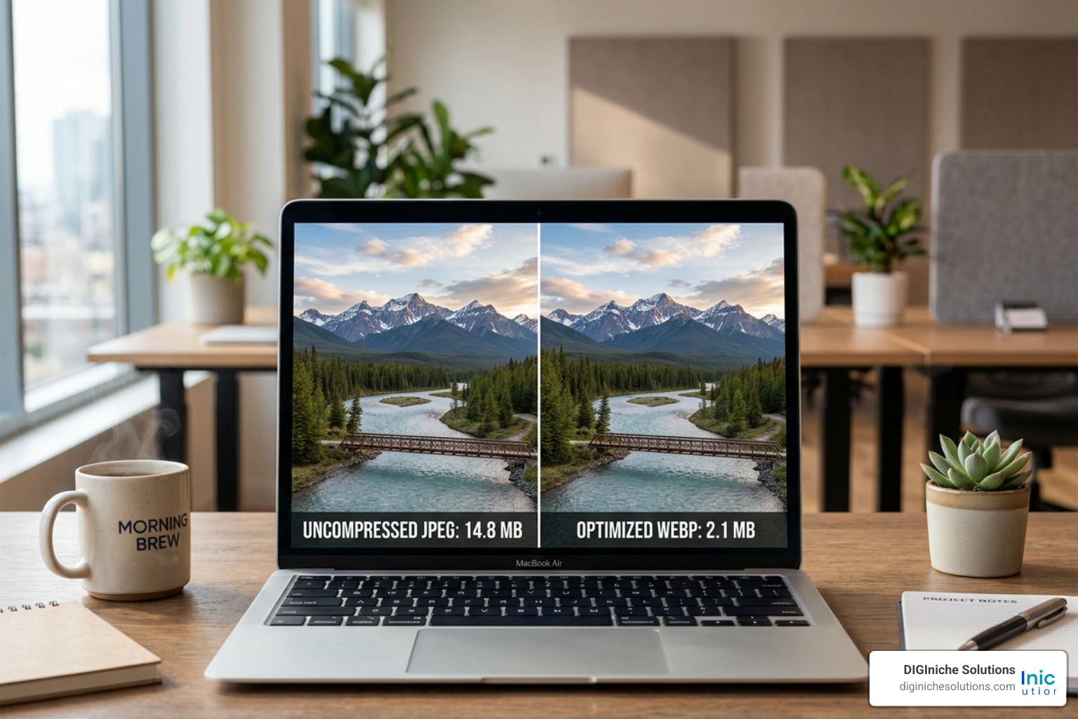 image compression comparison of uncompressed vs optimized WebP format image compression comparison of uncompressed vs optimized WebP format