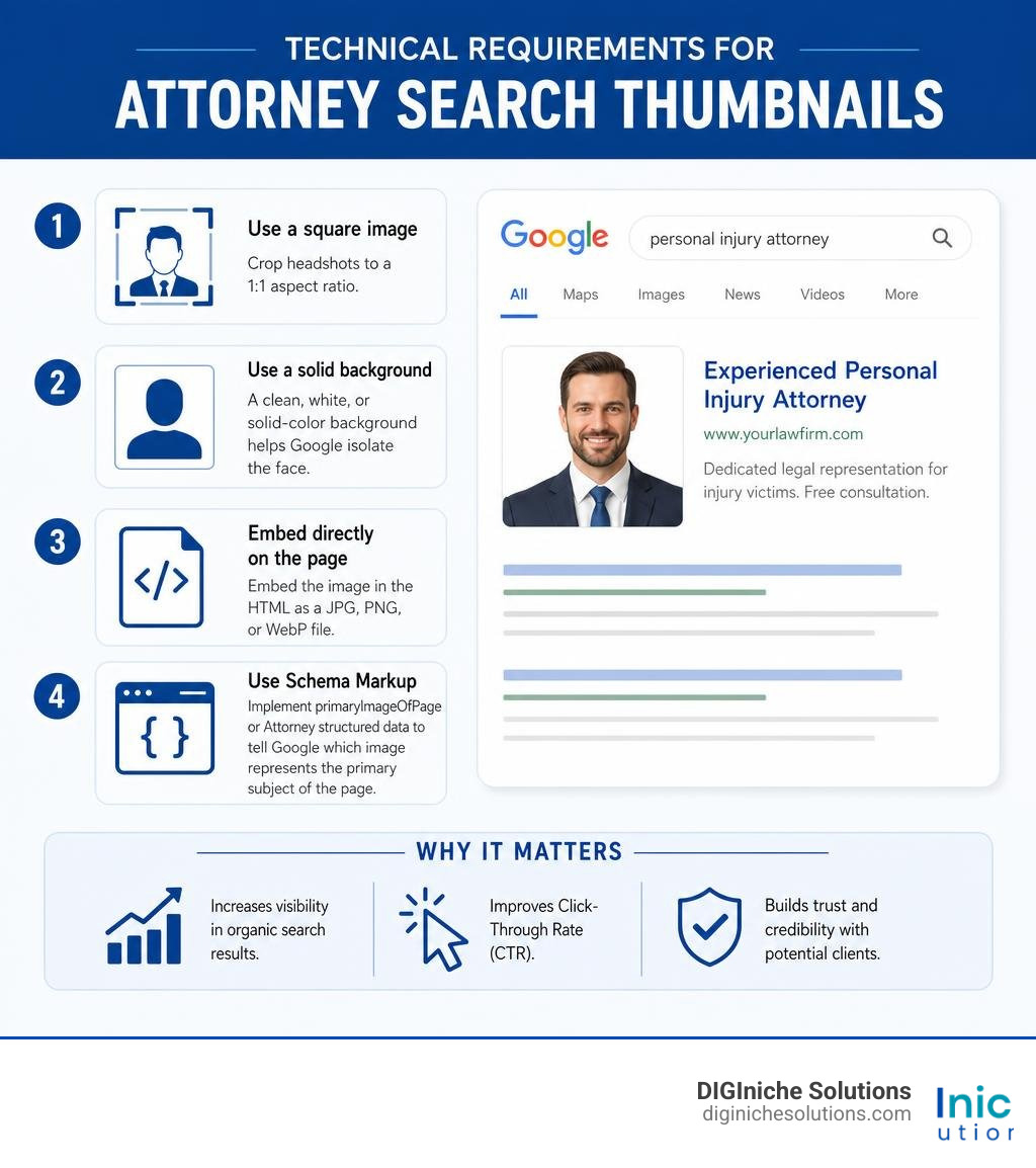 Infographic showing the technical requirements for attorney search thumbnails infographic Infographic showing the technical requirements for attorney search thumbnails infographic
