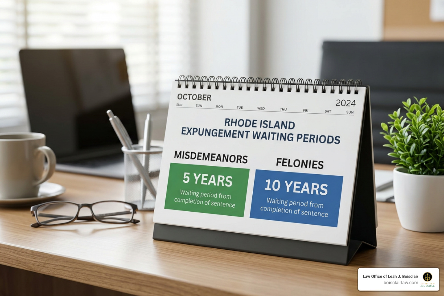 Calendar showing Rhode Island expungement waiting periods