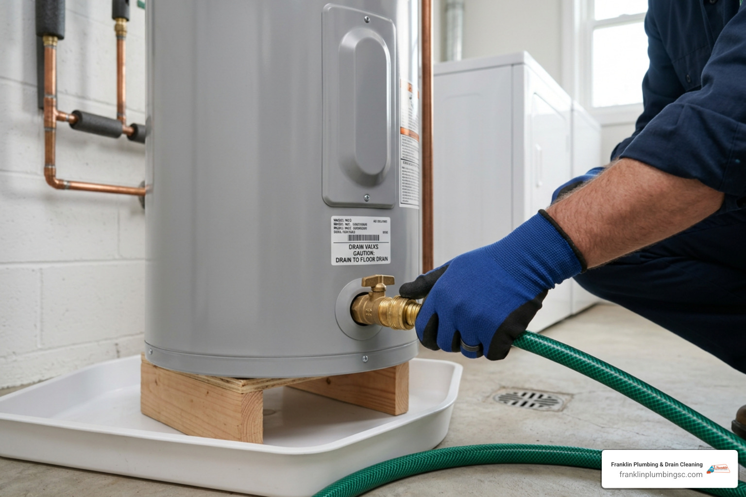 Connecting a garden hose to the drain valve of a water heater safely