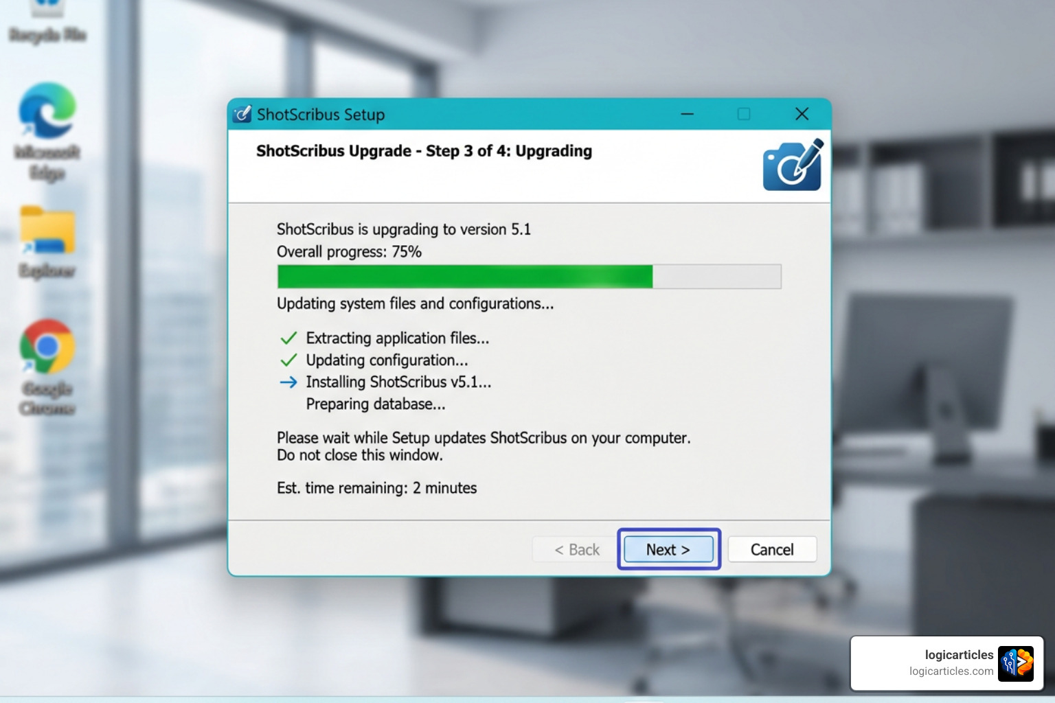 Installation wizard for ShotScribus software upgrade Installation wizard for ShotScribus software upgrade