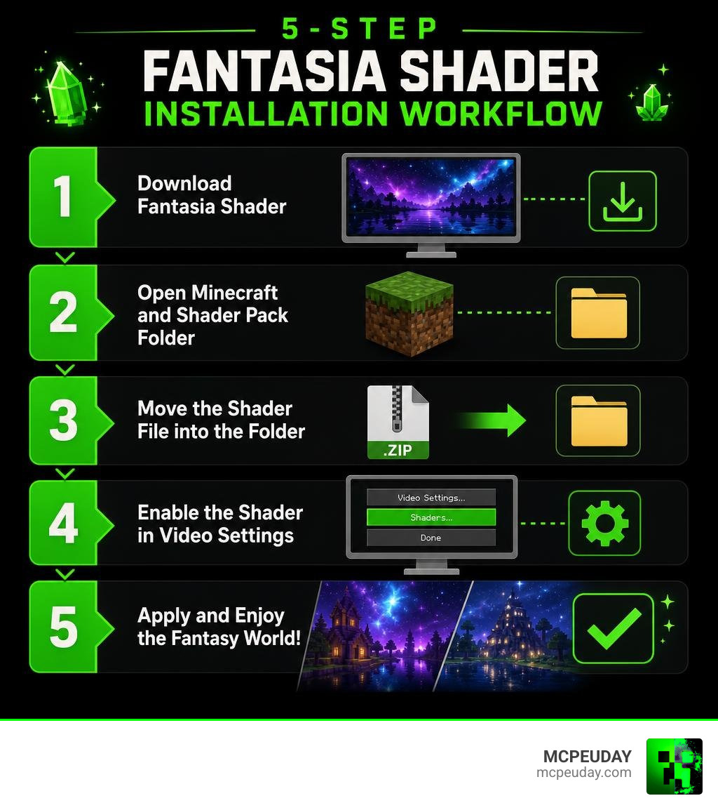 5-step Fantasia Shader installation workflow infographic infographic 5-step Fantasia Shader installation workflow infographic infographic