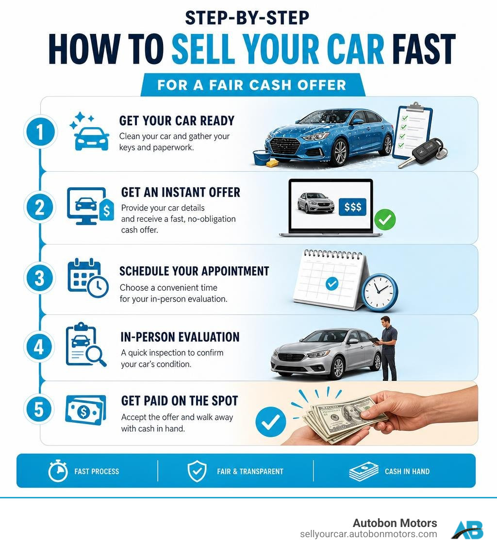 Step-by-step infographic: How to sell your car fast for a fair cash offer infographic Step-by-step infographic: How to sell your car fast for a fair cash offer infographic
