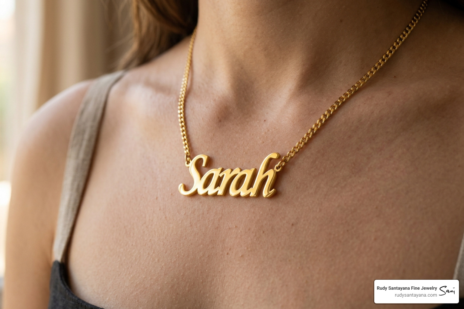 The deep, rich yellow hue of a 24k solid gold nameplate