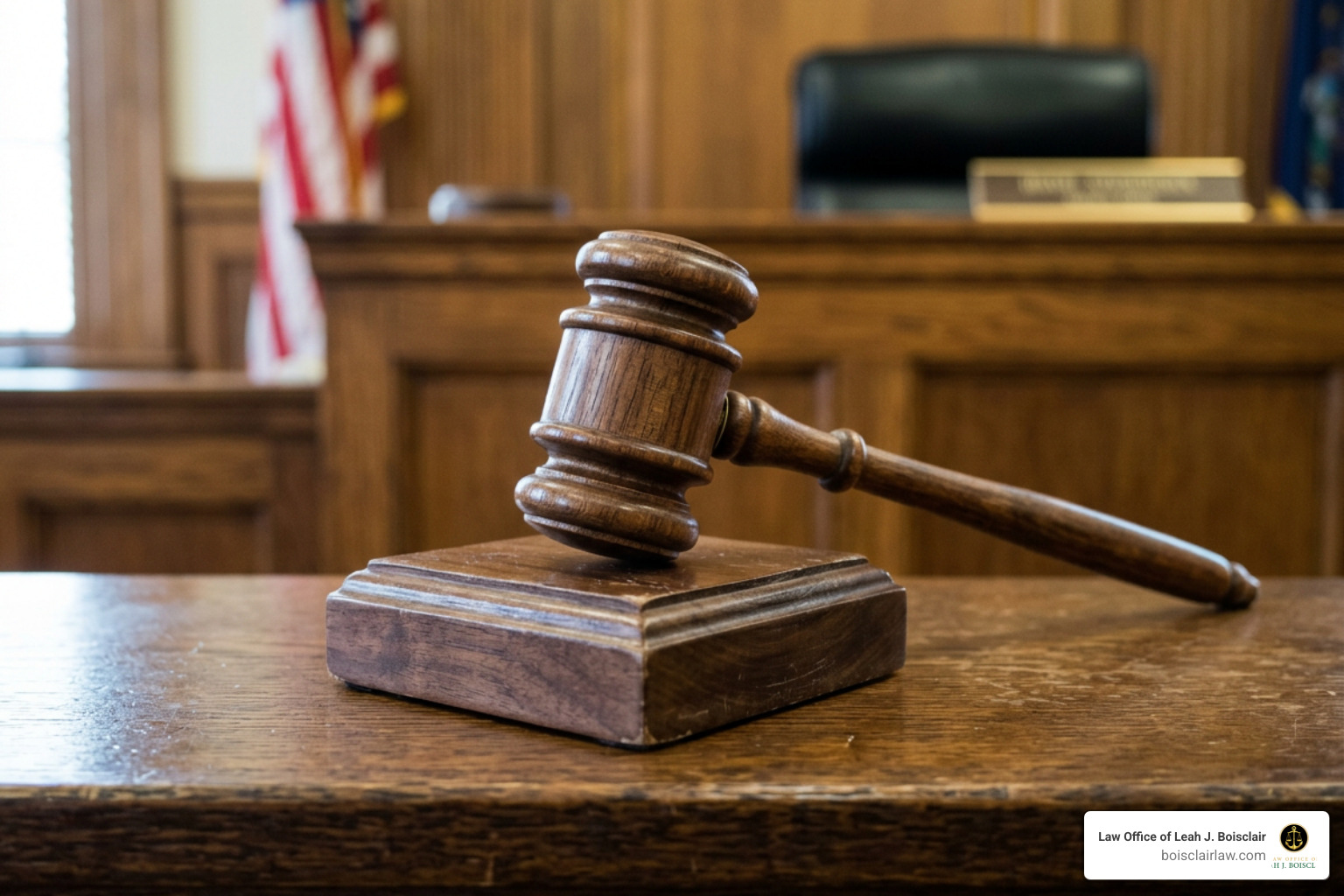 courtroom gavel on sounding block