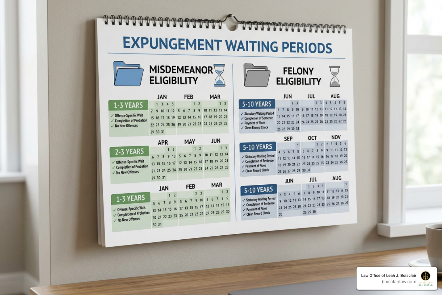 calendar showing waiting periods for misdemeanor and felony expungement calendar showing waiting periods for misdemeanor and felony expungement