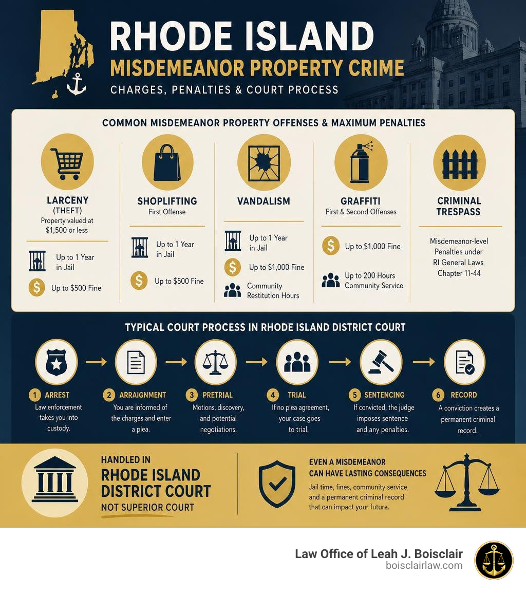Rhode Island misdemeanor property crime charges, penalties, and court process infographic infographic Rhode Island misdemeanor property crime charges, penalties, and court process infographic infographic