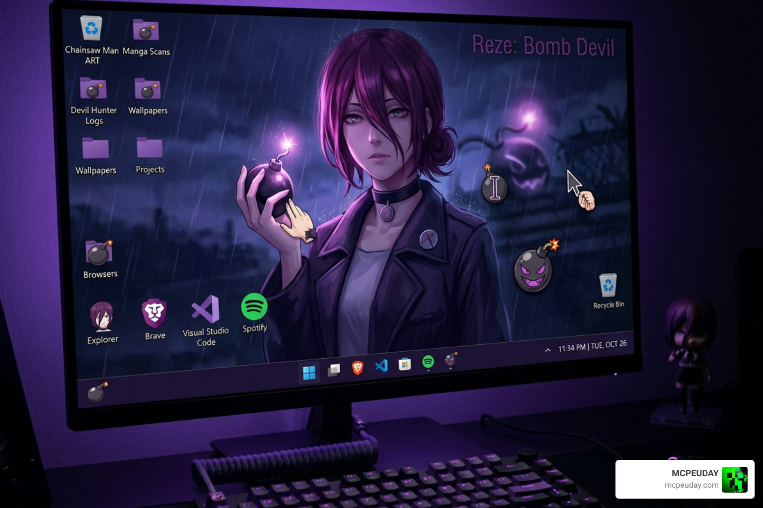 Custom Sweezy Cursors featuring Reze and Bomb Devil themes