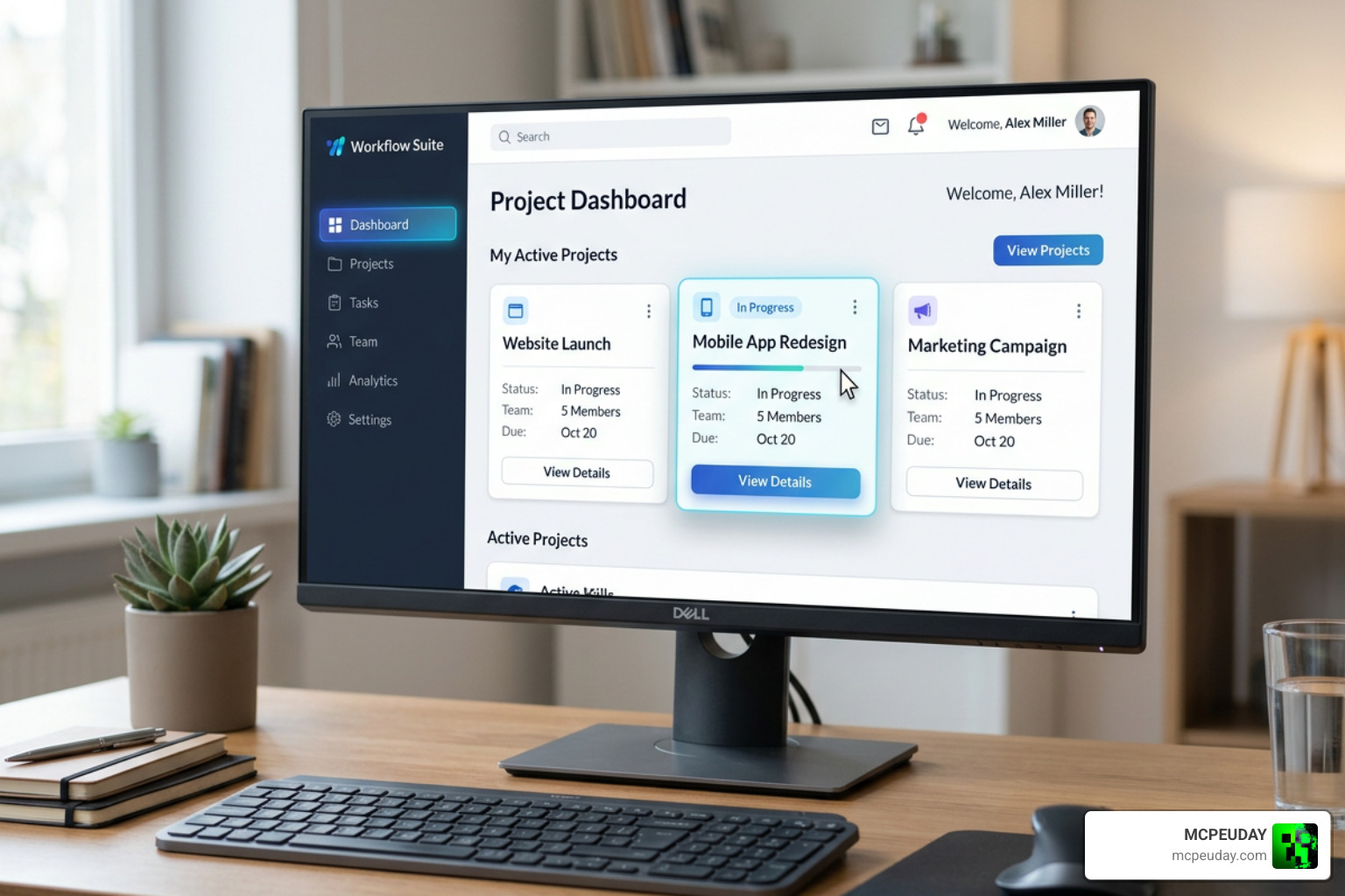 Interactive desktop menu design with smooth hover animations