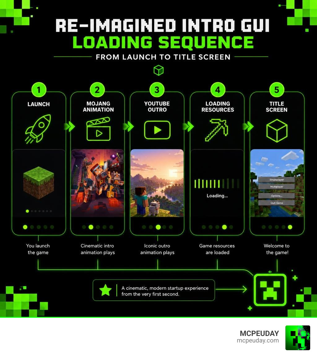 Re-imagined Intro GUI loading sequence steps from launch to title screen infographic infographic Re-imagined Intro GUI loading sequence steps from launch to title screen infographic infographic