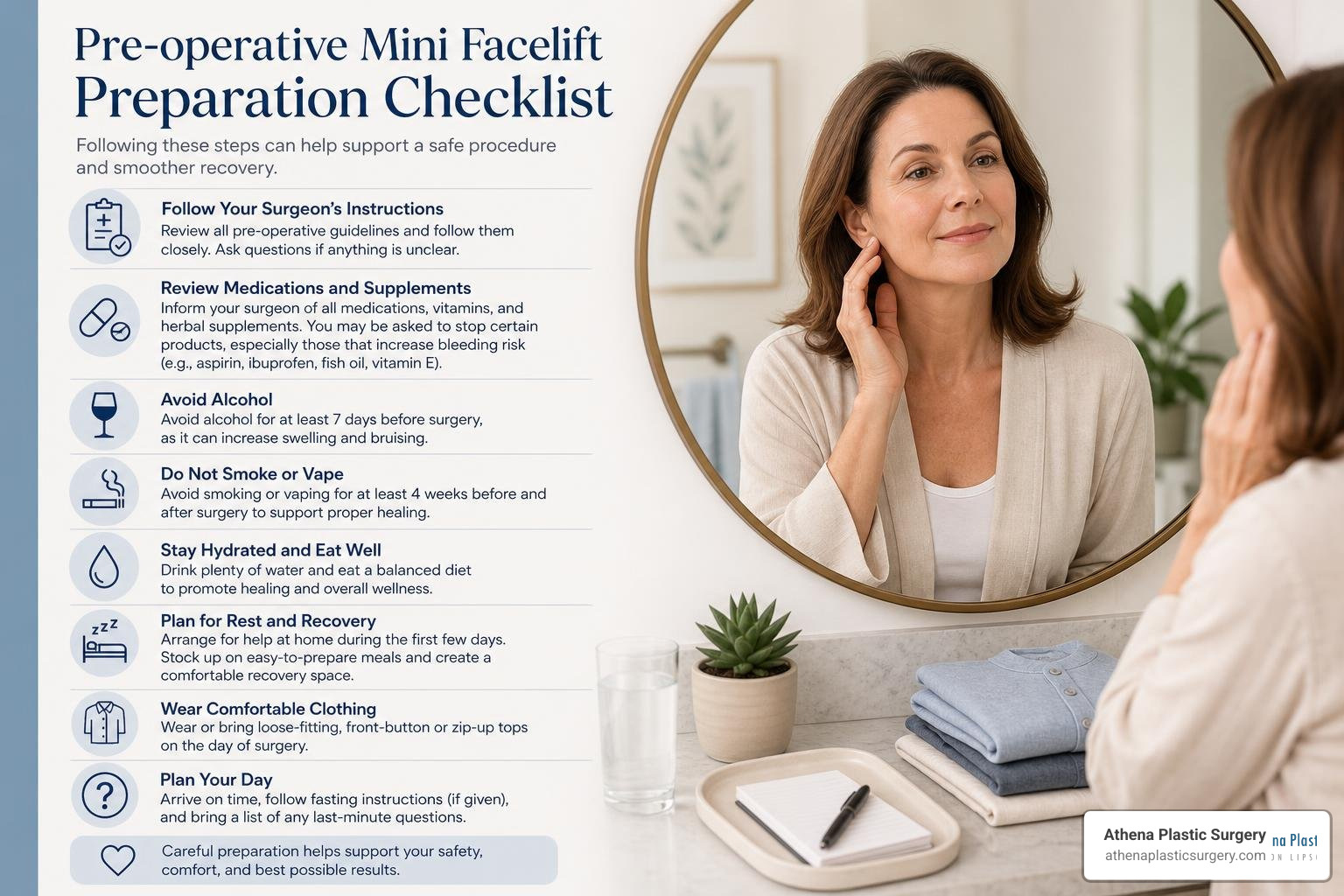Pre-operative mini facelift preparation checklist Pre-operative mini facelift preparation checklist