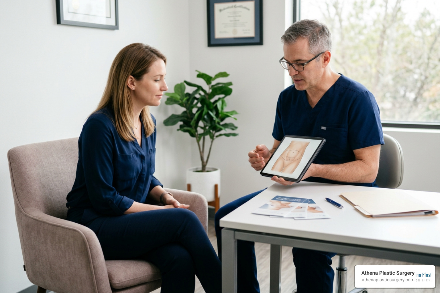 Patient consulting with a board-certified plastic surgeon in Stuart, FL Patient consulting with a board-certified plastic surgeon in Stuart, FL